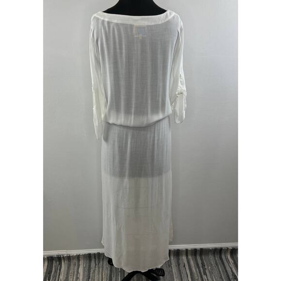 TT Beach Shell Half Sleeve V-Neck Button-Down Tie Waist Erin Maxi Dress Size XS - Picture 5 of 10